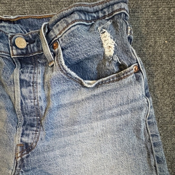 Levi's 501 Blue Frayed Jean Shorts Size 31 Vintage - Picture 2 of 7